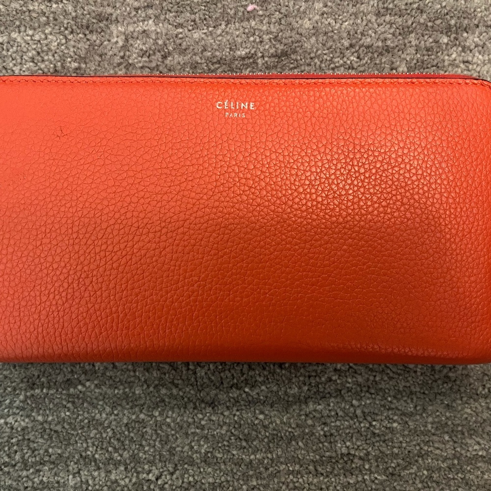 Celine Multifunction Long Zipped Continental Wallet in Calfskin Leather